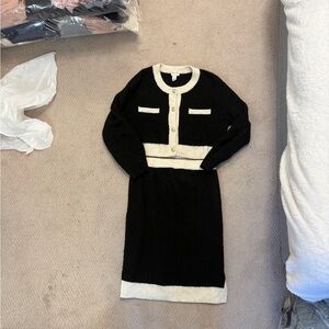 Black and Cream Knit Skirt Set